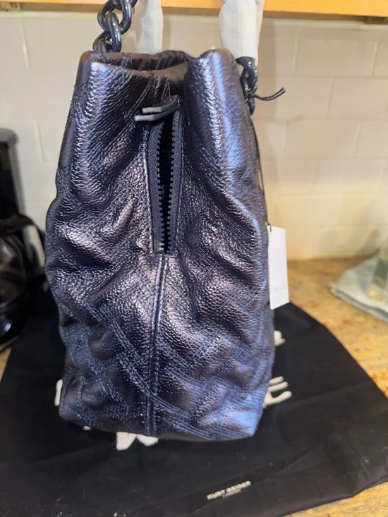 Kurt Geiger Metallic Deep Navy Quilted Tote with Chain-Trim Straps - Picture 14 of 15